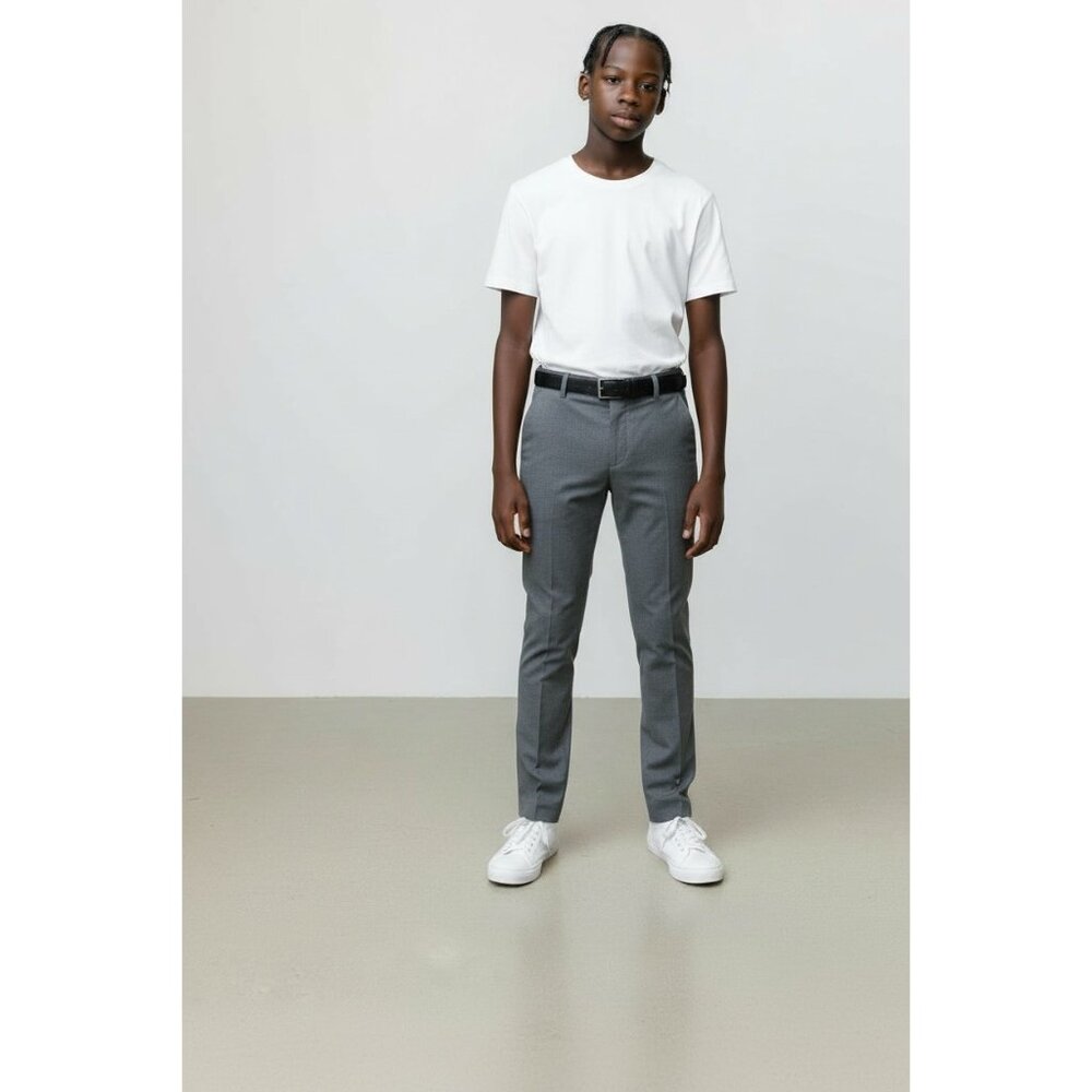 Calvin Klein Boys Grey Slim Fit Flat Front Dress Pants Size 18 Stretch Fabric